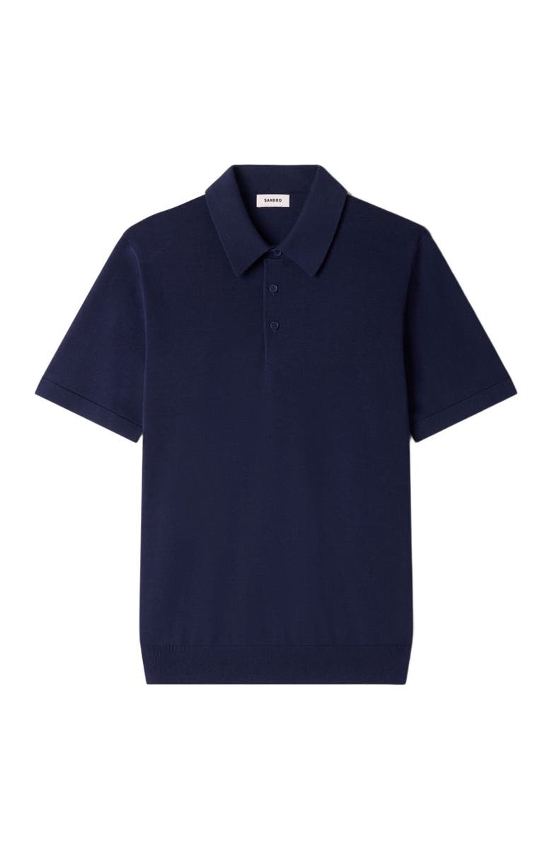 SANDRO Cotton and silk polo shirt, Alternate, color, Royal Blue