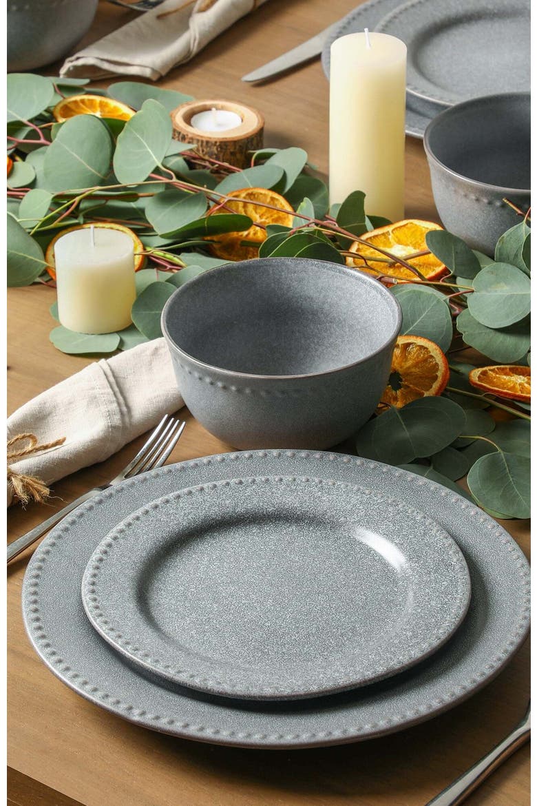 Comet Stoneware 12-Piece Dinnerware Set, Alternate, color, Grey