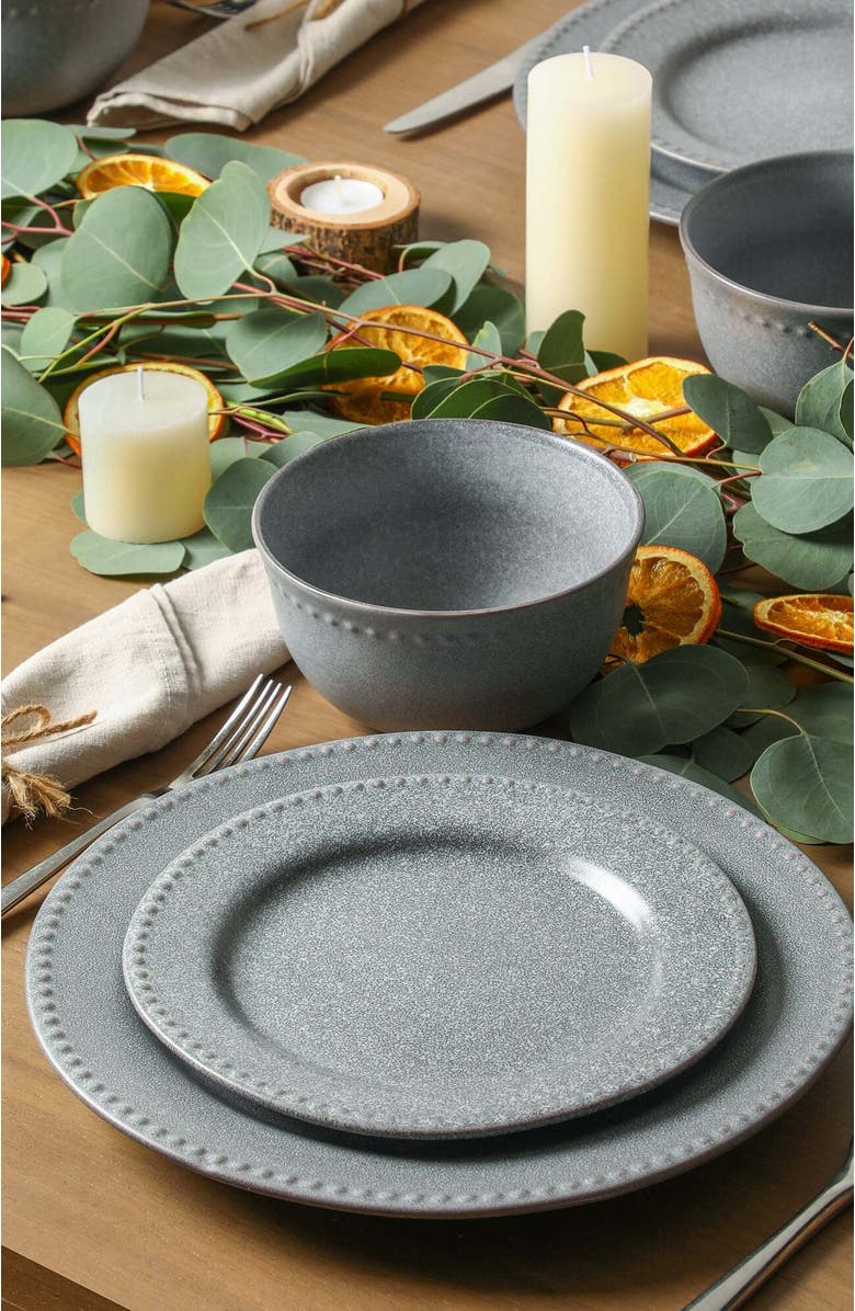 Stone Lain Comet Stoneware 12-Piece Dinnerware Set, Alternate, color, Grey