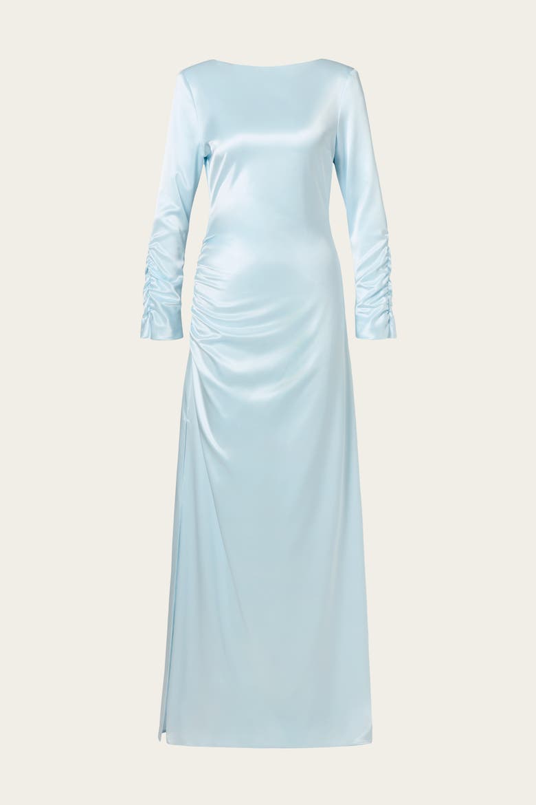 Luisa Ruched Long Sleeve Maxi Dress, Alternate, color, Icy Blue