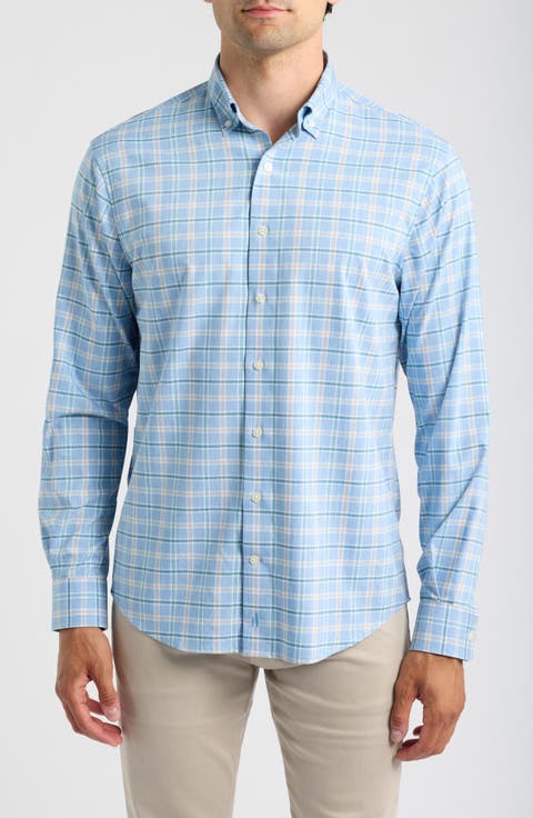 Basswood Plaid Performance Long Sleeve Button Down Shirt