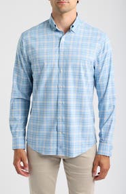 johnnie-O Basswood Plaid Performance Long Sleeve Button Down Shirt