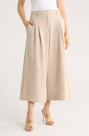 MAX STUDIO Pleated Culottes in Pumice at Nordstrom Rack, Size Small
