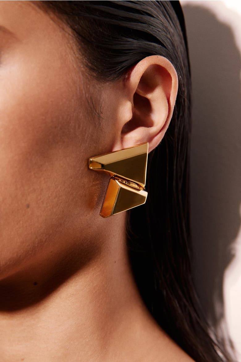 Construction Earrings, Alternate, color, Gold