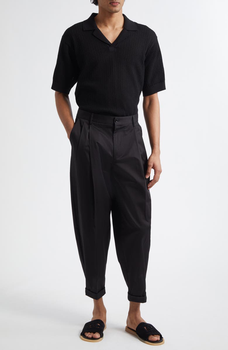 Dolce&Gabbana Ribbed Polo Sweater, Alternate, color, N0000 Black