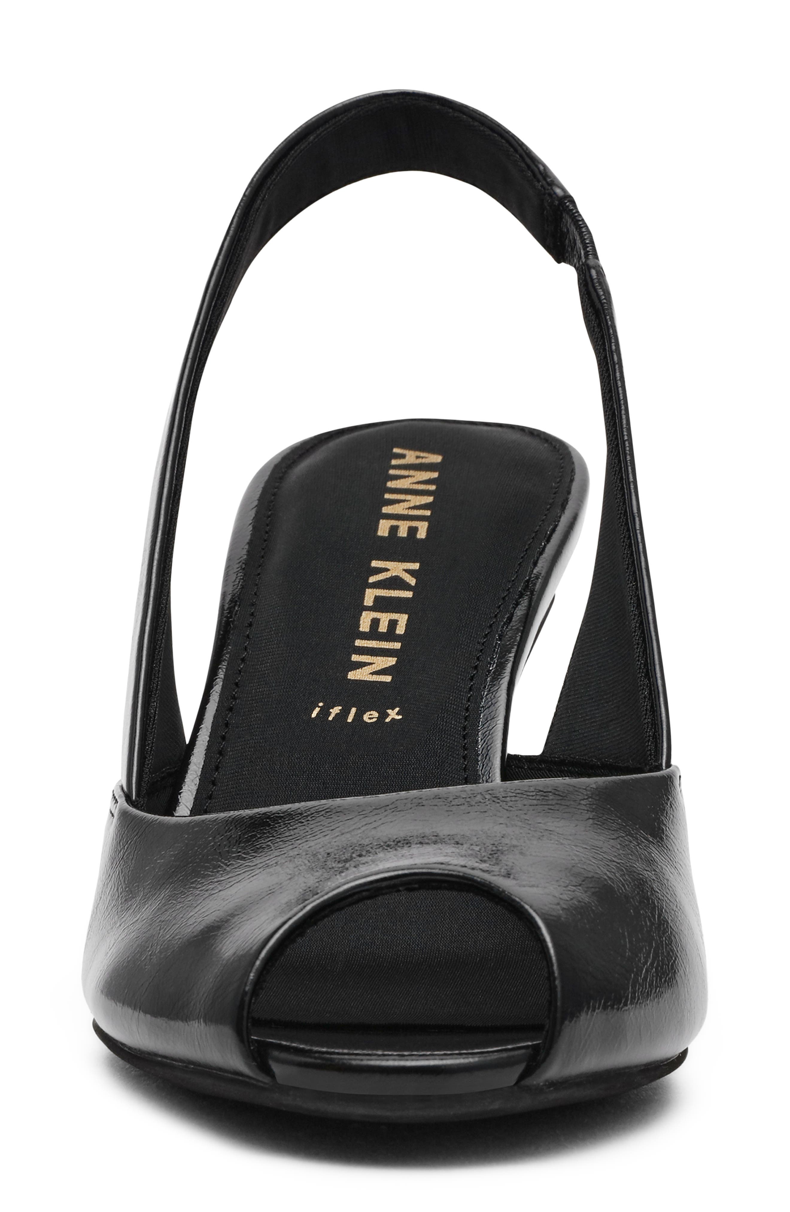 Anne Klein Jovi Slingback Peep Toe Pump, Alternate, color, Black Crinkle