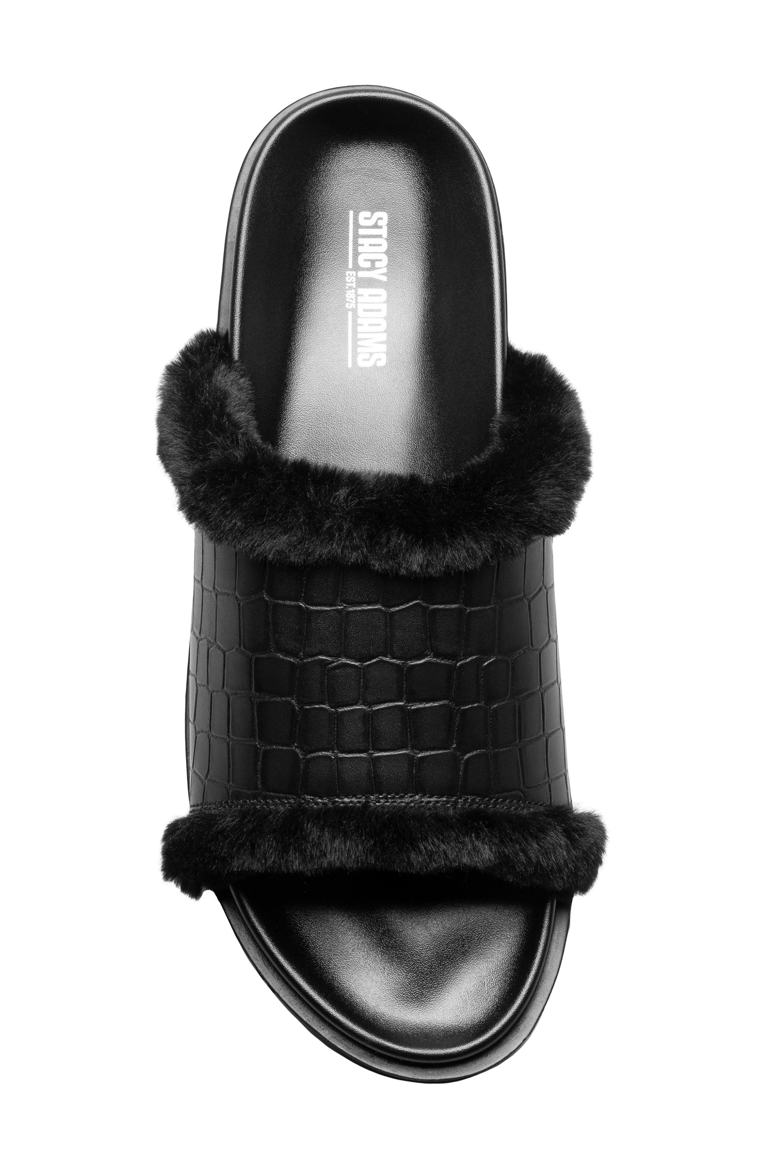 Stacy Adams Monty Faux Fur Slide Sandal, Alternate, color, 