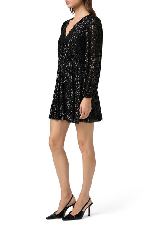 Paige Gianetta Sequin Long Sleeve Minidress In Black