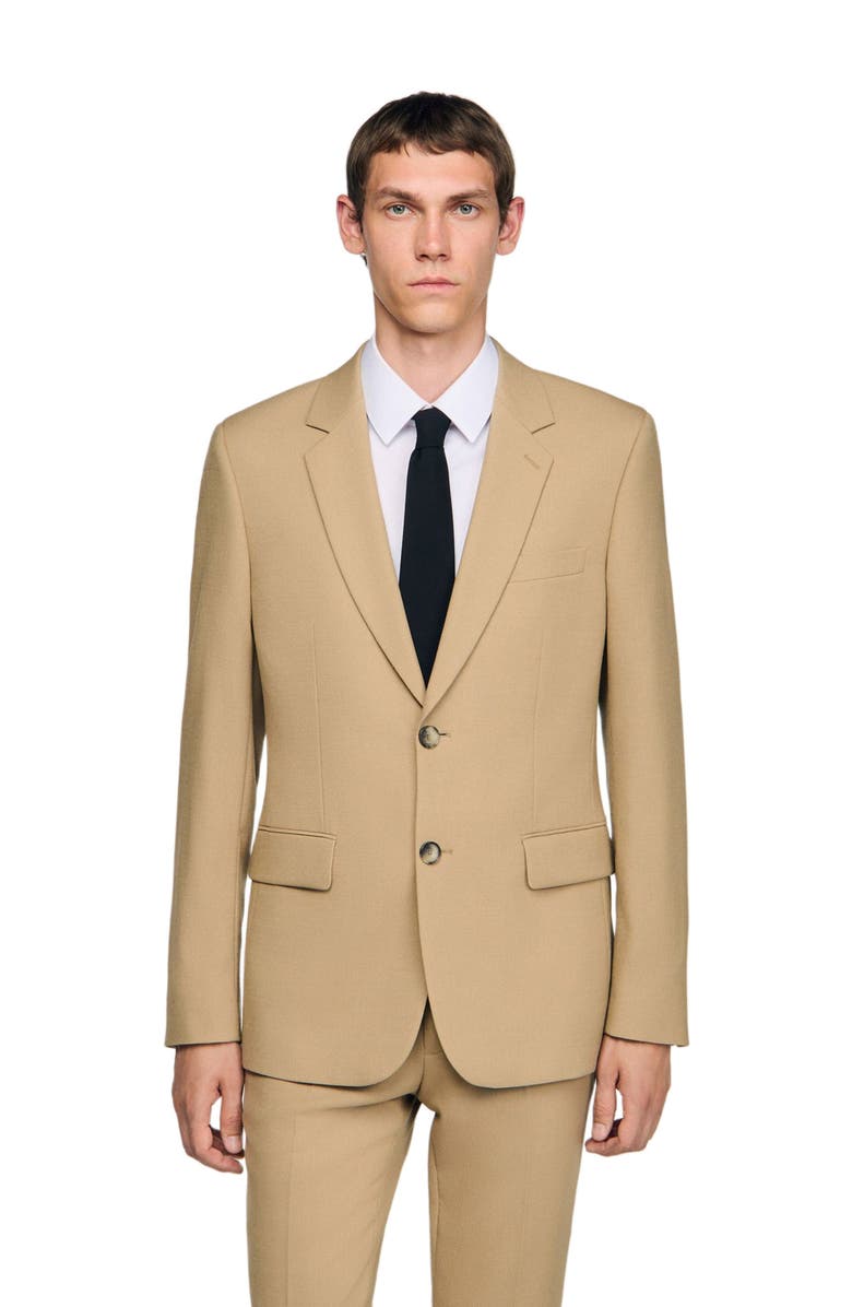SANDRO Wool suit jacket, Main, color, Beige