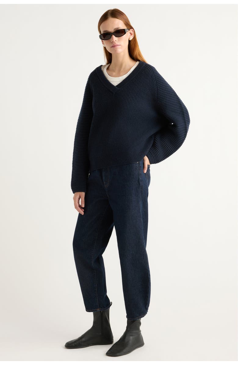 Modern Citizen Malala Organic Cotton-Wool Ottoman Sweater, Alternate, color, Navy