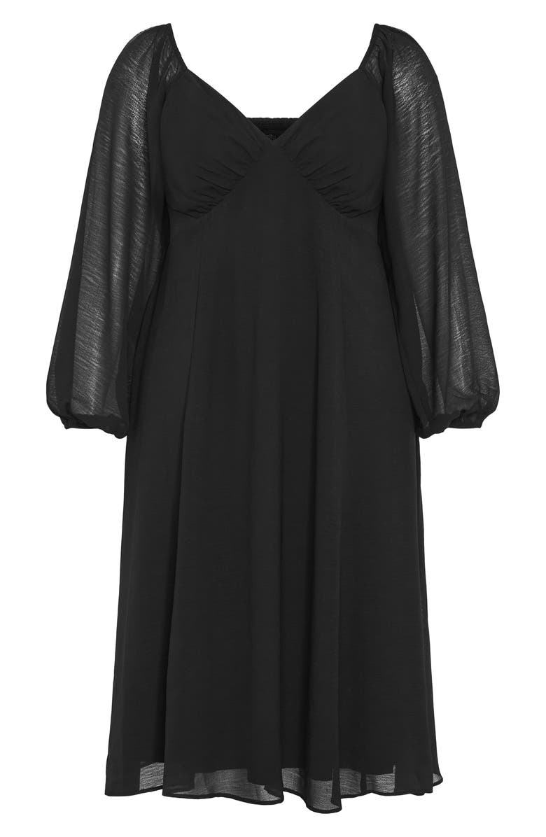 City Chic Flirty Long Sleeve Cocktail Midi Dress, Alternate, color,