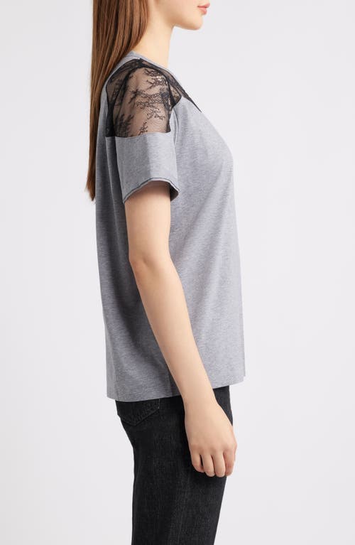 Hugo Boss Boss Eptima Lace Inset Cotton T-shirt In Gray