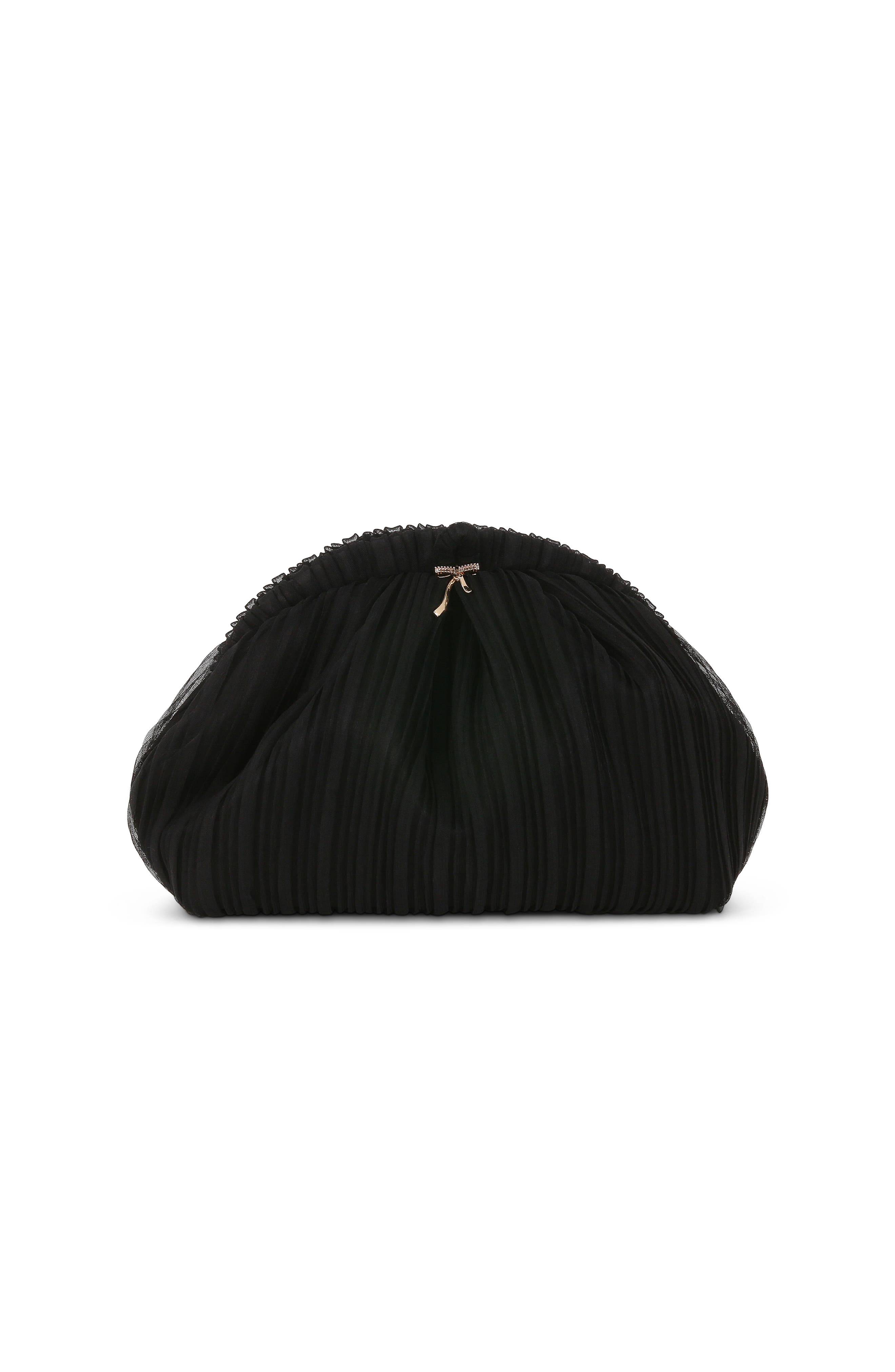 Jewel Badgley Mischka Vale Pleated Tulle and Satin Mini Pouch Clutch, Main, color, 