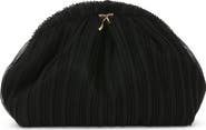 Jewel Badgley Mischka Vale Pleated Tulle and Satin Mini Pouch Clutch