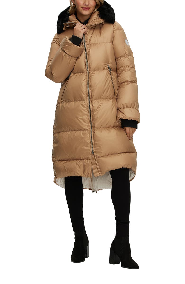 GORSKI Apres-Ski Long Jacket With Detachable Toscana Trim, Alternate, color, Camel/Black