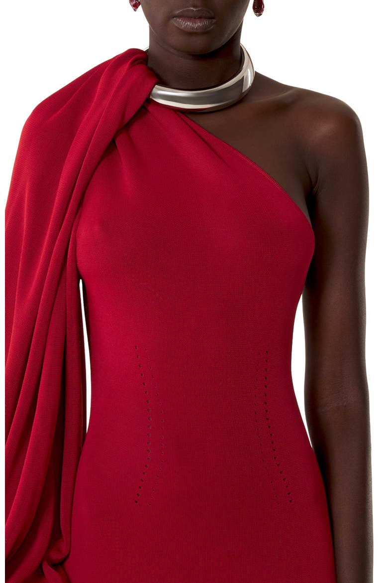 Asymmetrical Choker Dress In Viscose, Alternate, color, Dark Red