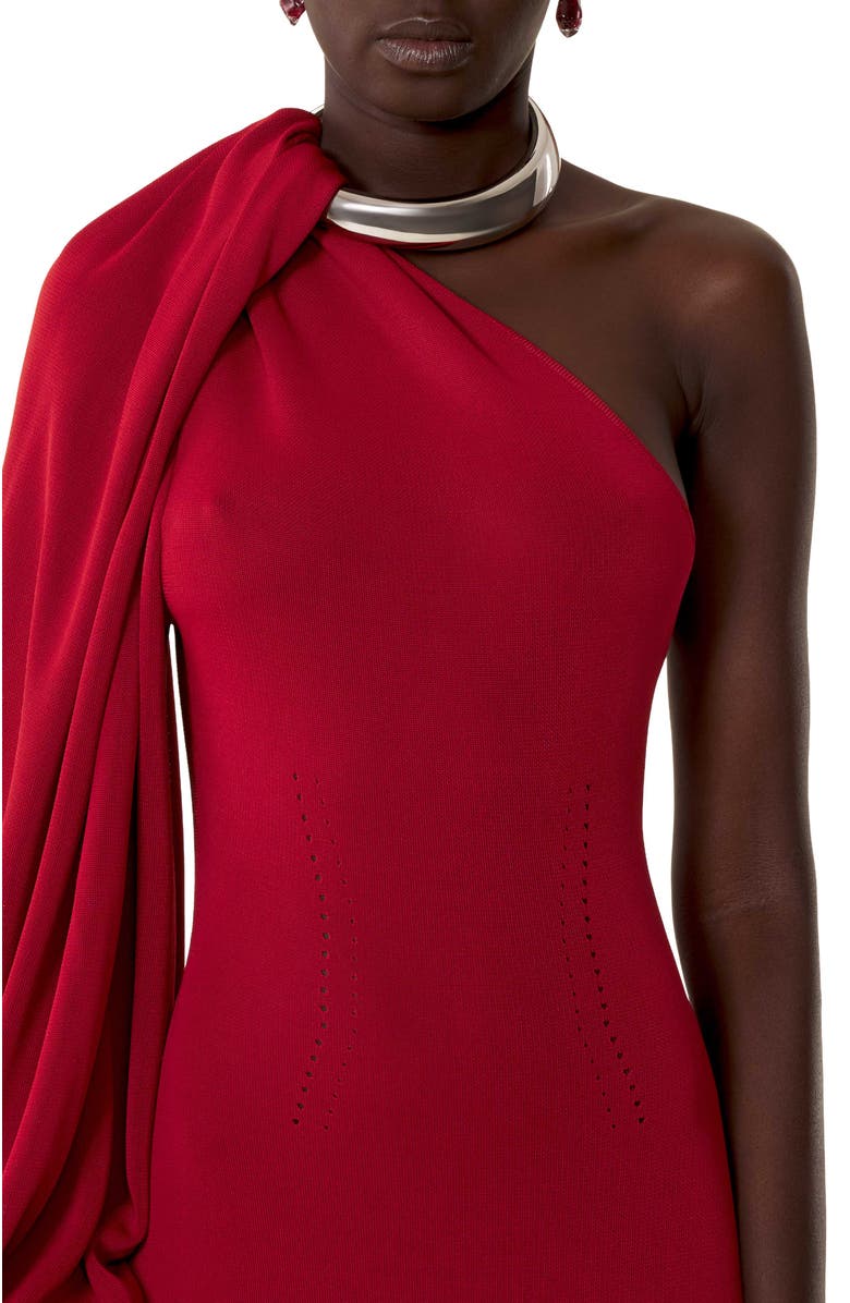 Lanvin Asymmetrical Choker Dress In Viscose, Alternate, color, Dark Red