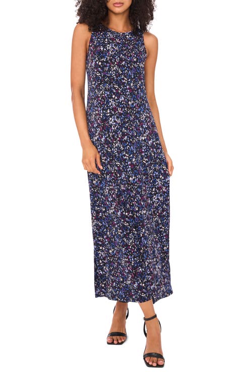 Abstract Print Sleeveless Midi Dress
