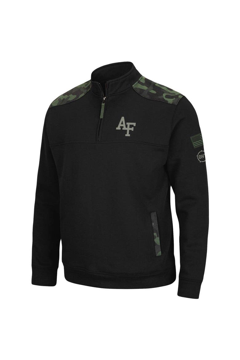 Men's Colosseum Black Air Force Falcons OHT Military Appreciation Commo Fleece Quarter-Zip Jacket, Alternate, color, Black