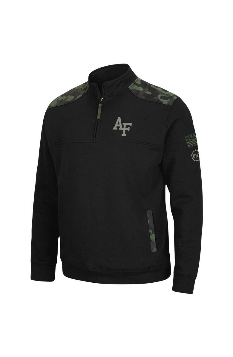 COLOSSEUM Men's Colosseum Black Air Force Falcons OHT Military Appreciation Commo Fleece Quarter-Zip Jacket, Alternate, color, 