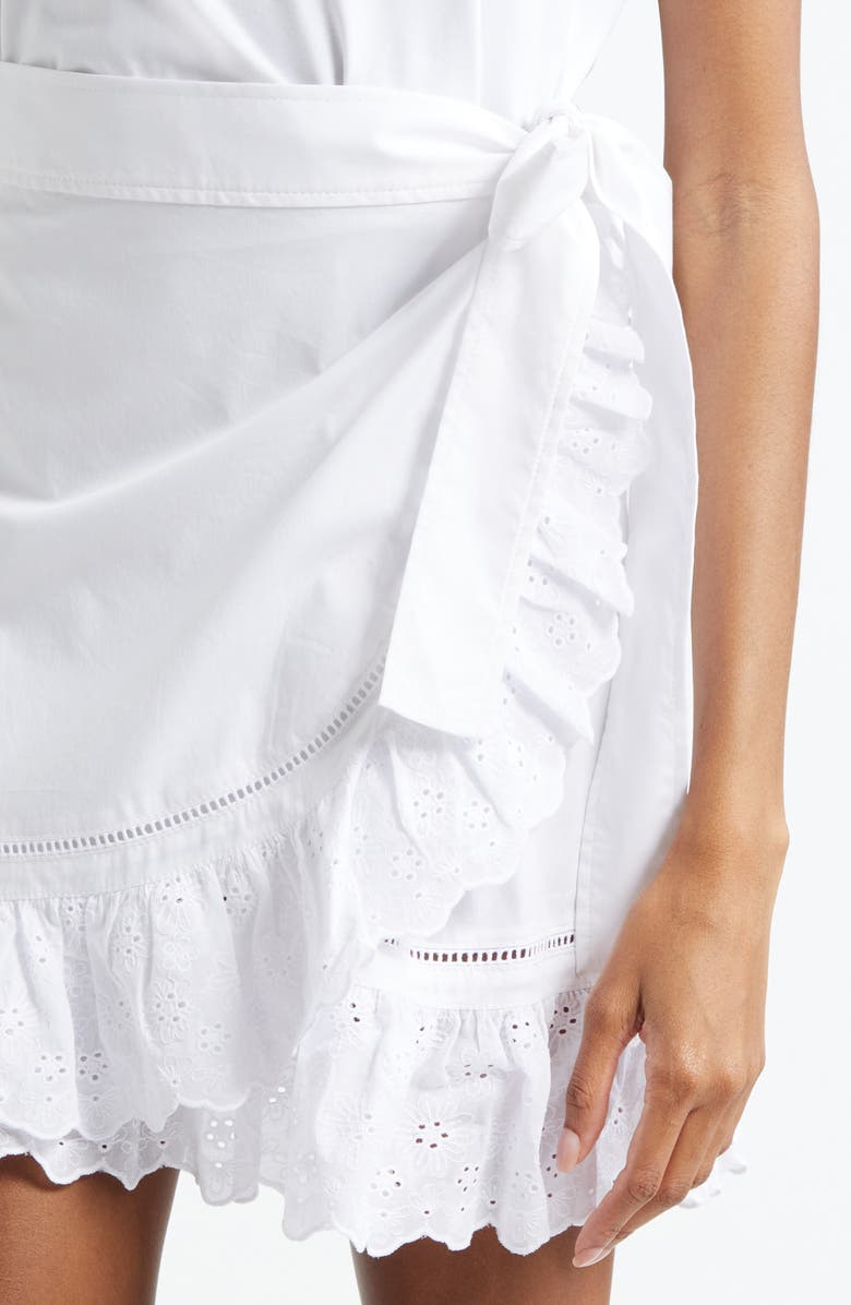 Cinq à Sept Sleeveless Eyelet Stretch Cotton Wrap Dress, Alternate, color, White