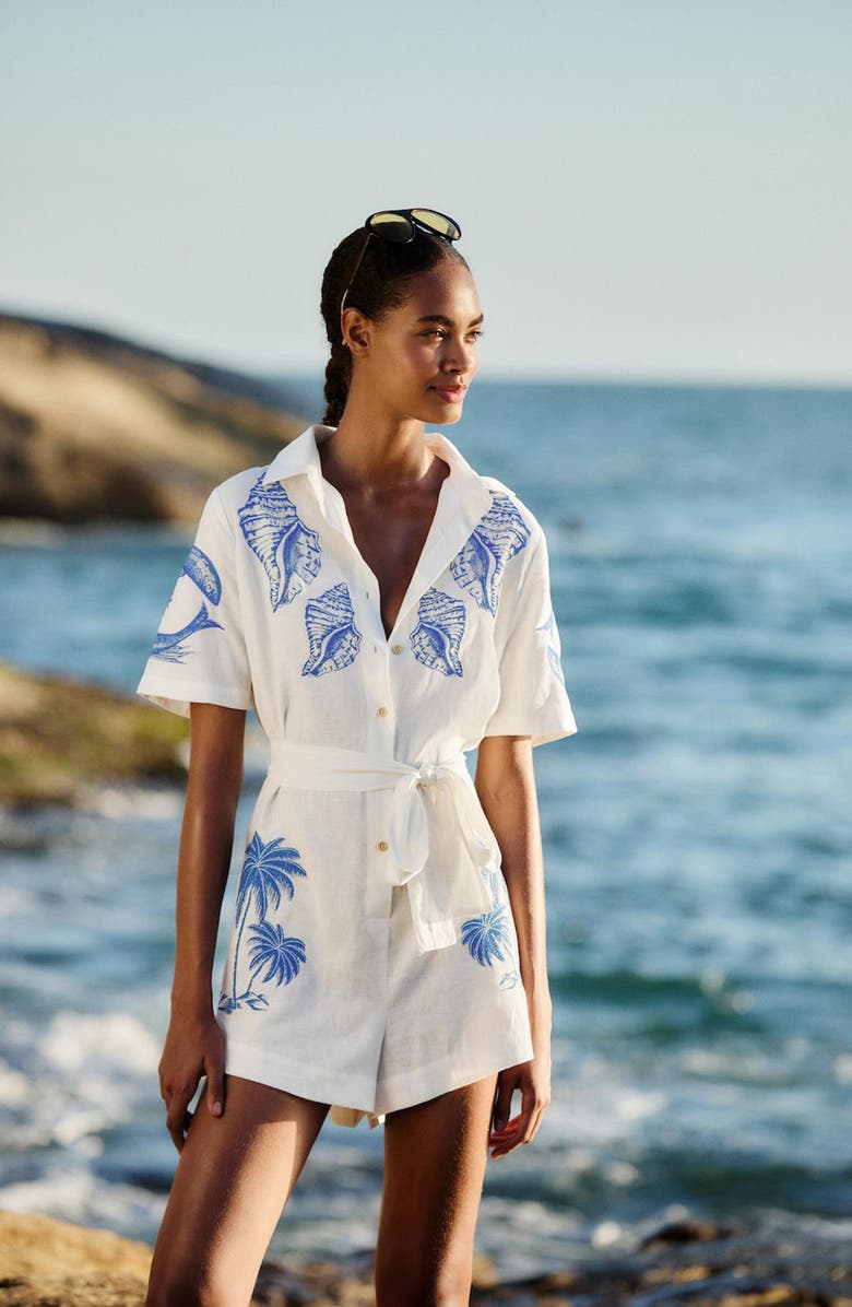 FARM Rio Brasil Vintage Look Romper, Alternate, color, Off-White