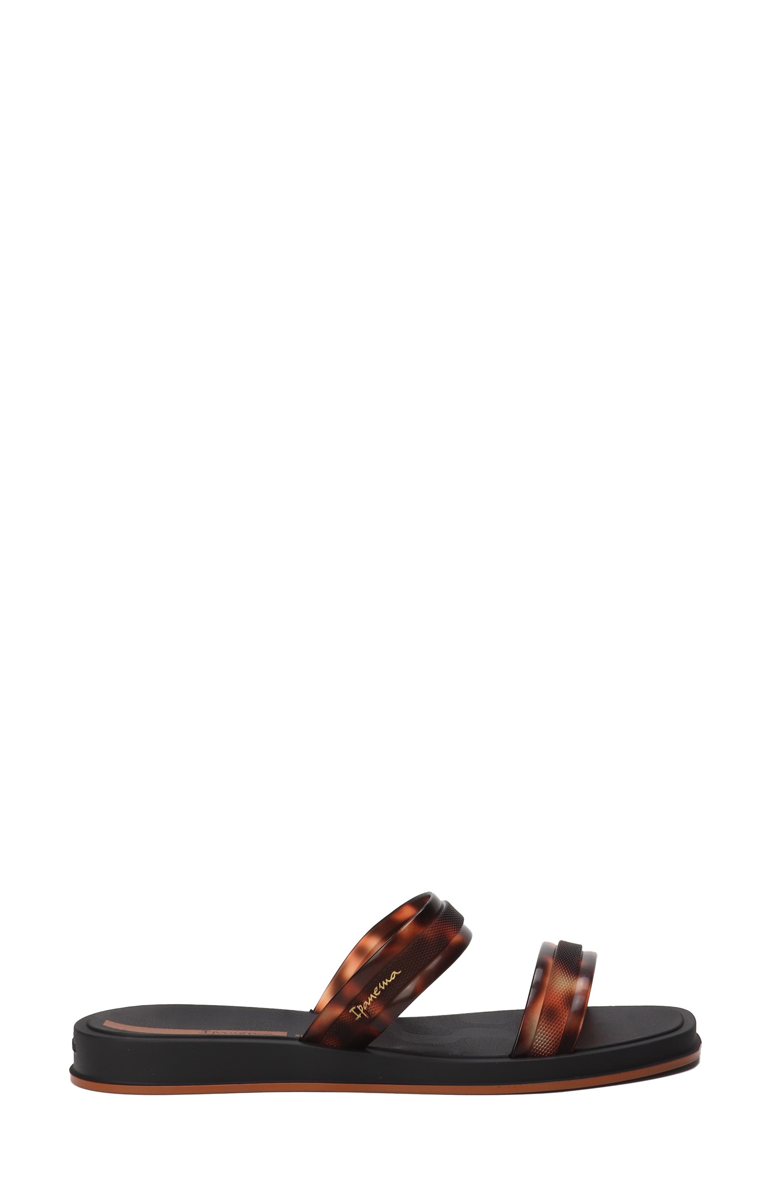 Glow Trendy Slide Sandal, Alternate, color, BLACK/ TURTLE/ BROWN