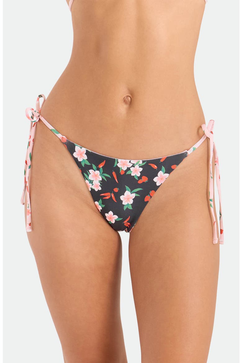 Sweet & Spicy Side Tie Reversible Bikini Bottoms, Main, color, BLACK/ PINK