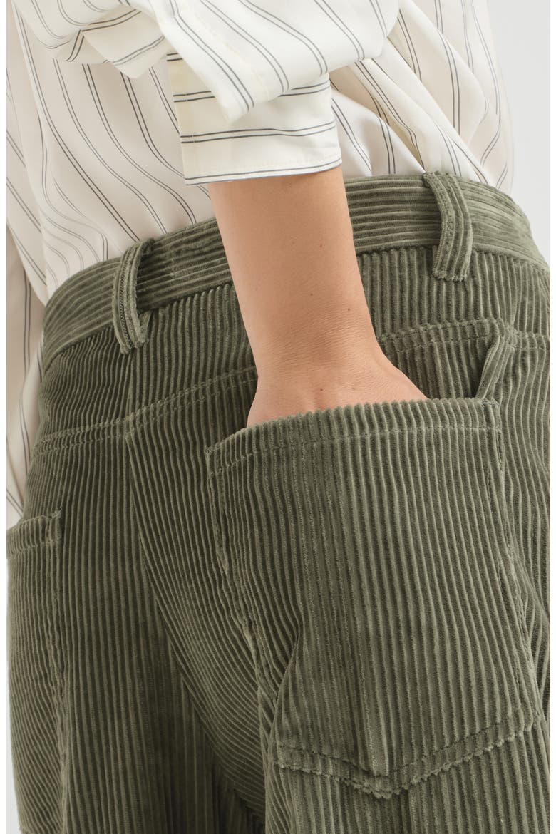 Cotton corduroy loose trousers with monili, Alternate, color, Origano