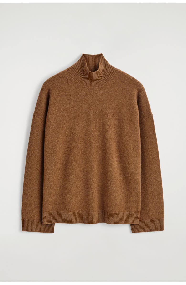 COS Cashmere Mock-Neck Sweater, Alternate, color, Brown Mélange