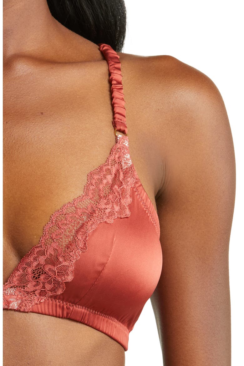 Satin Charmeuse Triangle Bra, Alternate, color, RUST