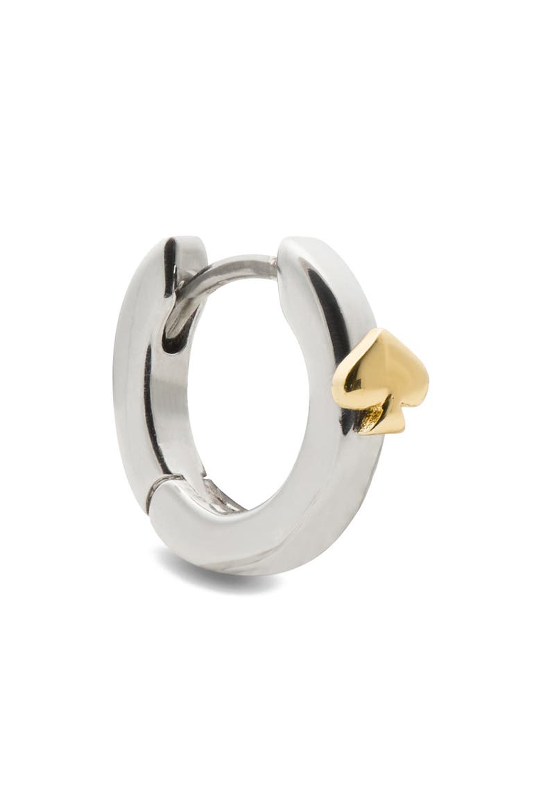 everyday spade huggie hoop earrings, Alternate, color, SILVER/ GOLD