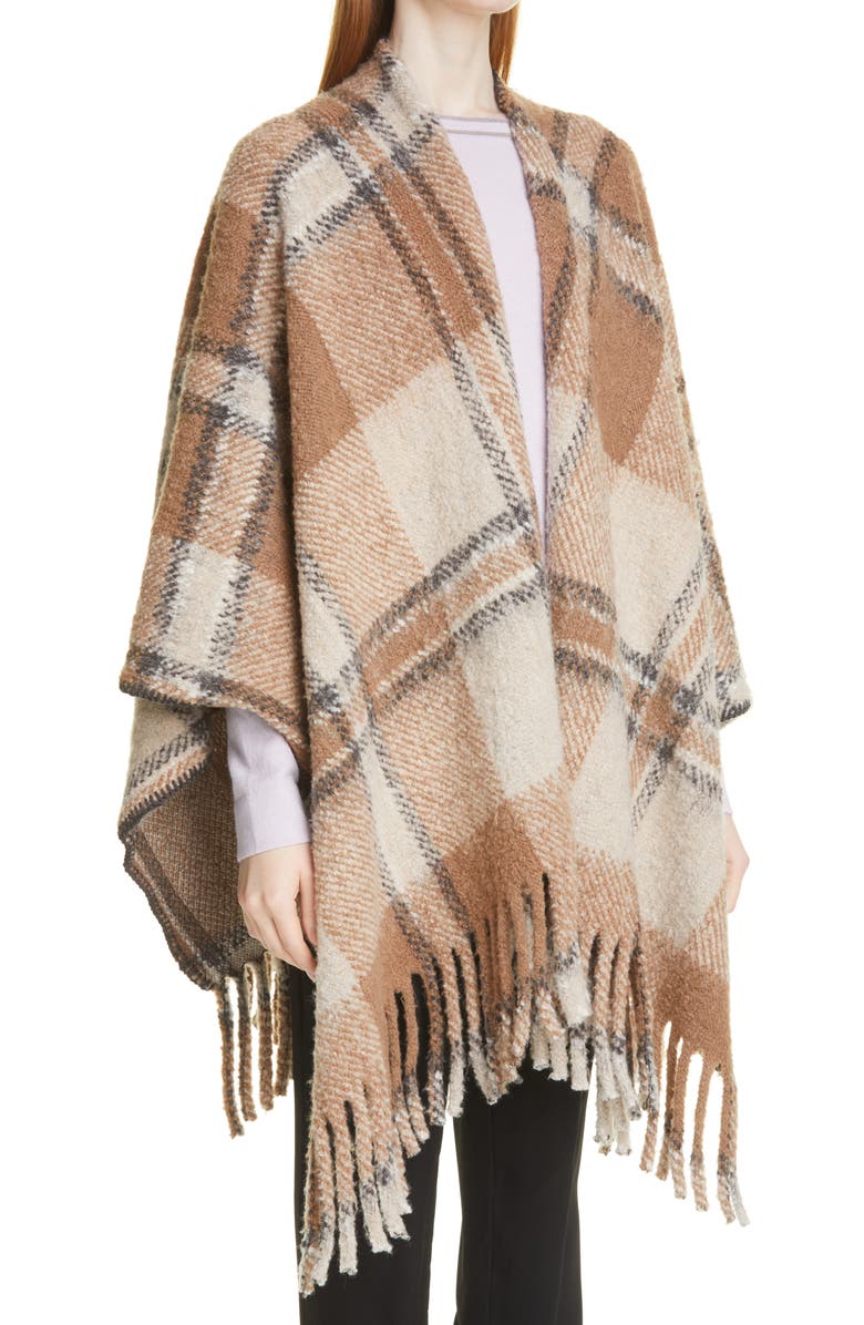 Fabiana Filippi Plaid Virgin Wool Blend Cape, Alternate, color, 