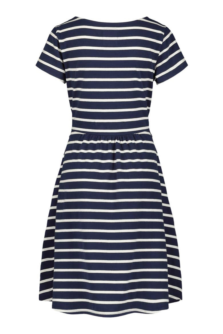 Women's Organic Cotton Tie-Waist Knit Dress, Alternate, color, Navy with White Stripe