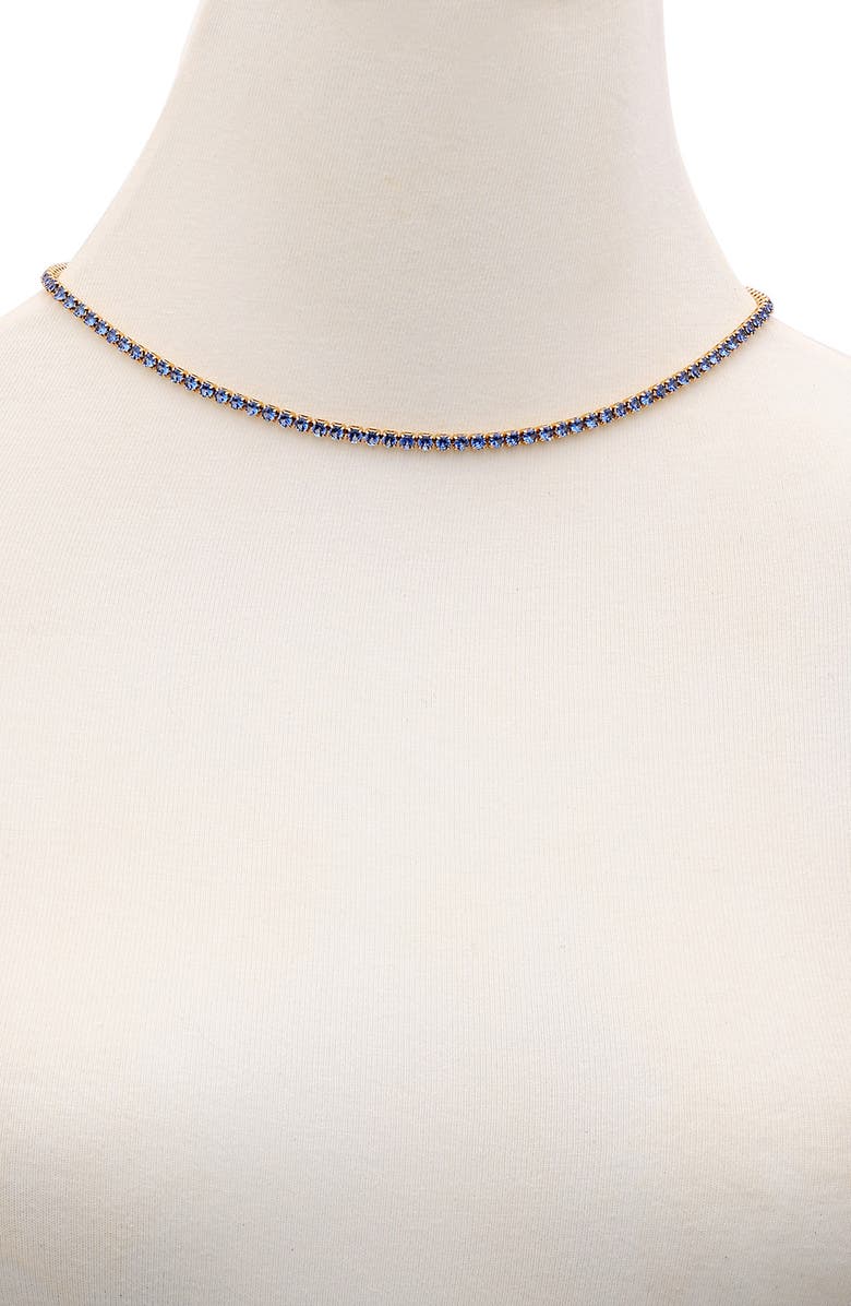 Vince Camuto Crystal Tennis Necklace, Alternate, color, Gold Tone/ Blue