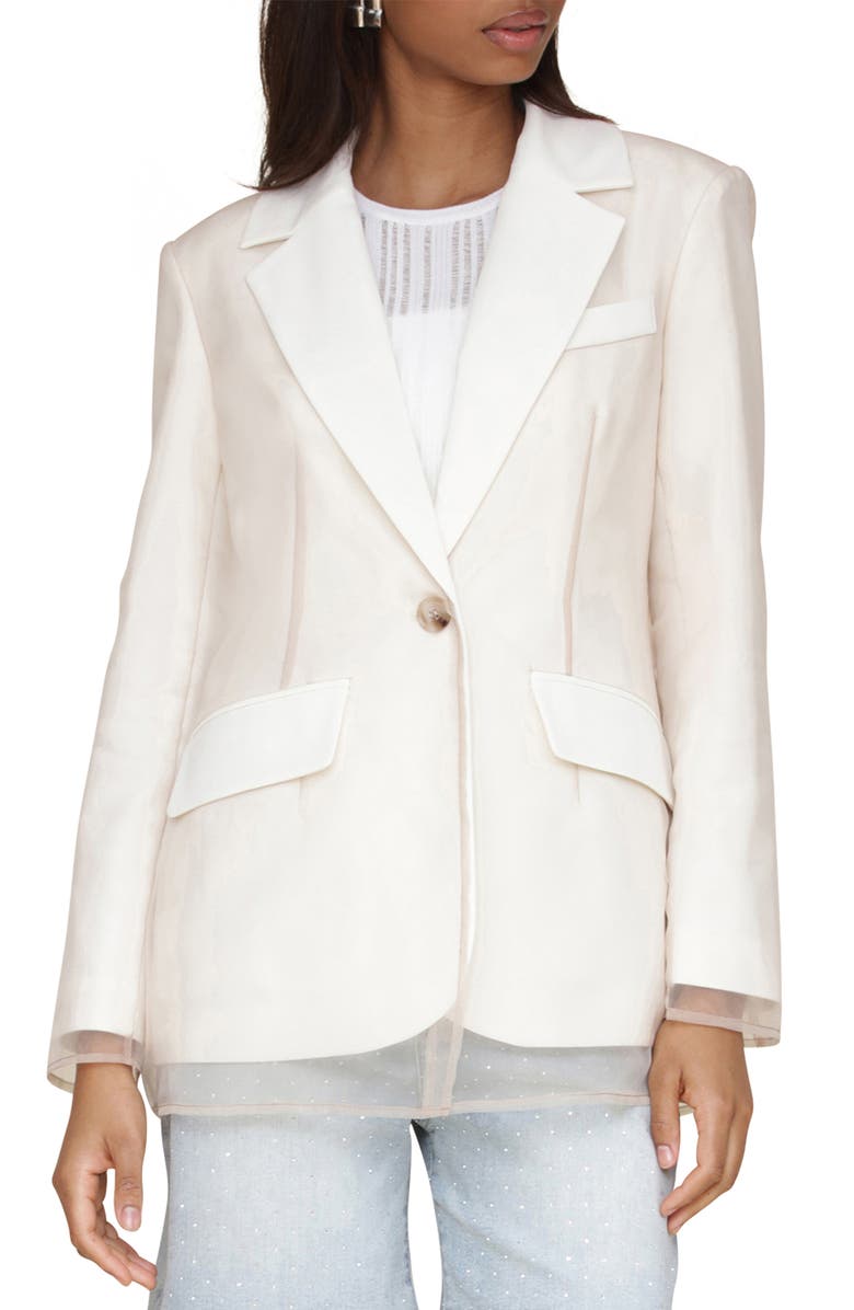 Avec Les Filles Sheer Overlay Blazer, Main, color, Off White Taupe