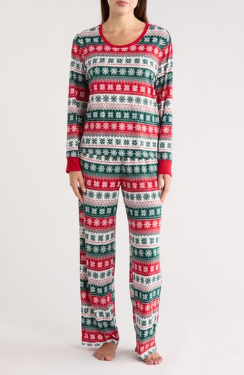Jaclyn Matching Family Fair Isle Snowflake Top & Pants Pajamas In Multi