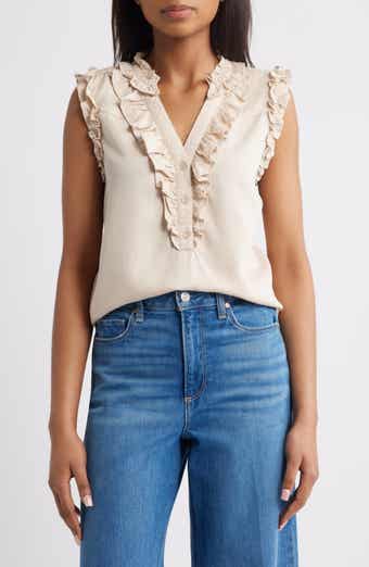 Wit & Wisdom Ruffle Accent Sleeveless Top