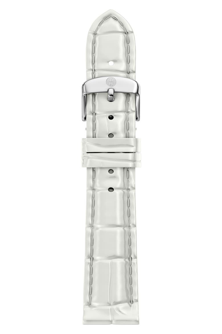 Croc Embossed Leather 16mm Apple Watch® Watchband, Main, color, WHITE