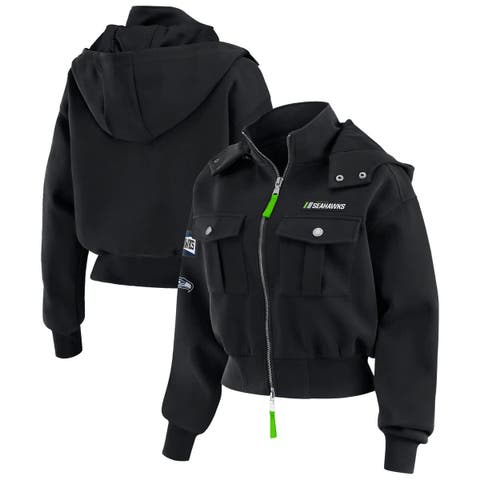 Women's WEAR by Erin Andrews  Black Seattle Seahawks Patch Pocket Bomber Jacket