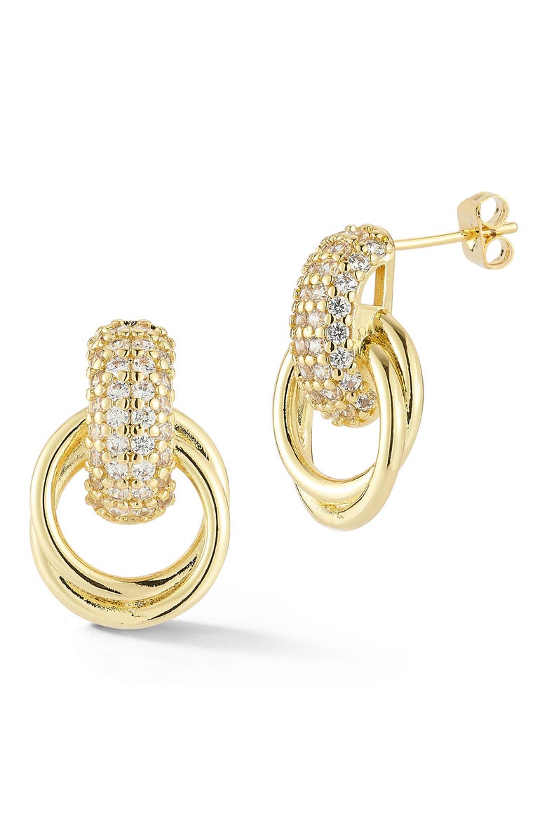Cubic Zirconia Multi Ring Drop Earrings, Main, color, GOLD