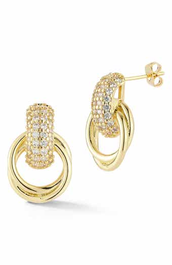 Cubic Zirconia Multi Ring Drop Earrings