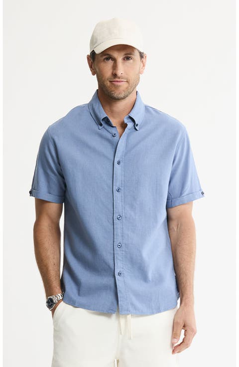 Linen Blend Short Sleeve Shirt