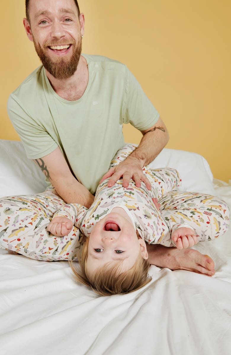 Magnetic Me Reel Good Time Stretch Modal Pajamas, Alternate, color, Green/ White Multi