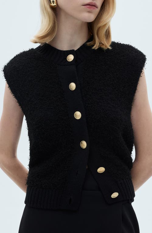 Mango Button-up Sweater Vest In Black
