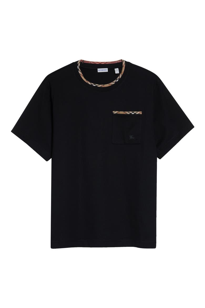 Ryan Check Trim Pocket T-Shirt, Main, color, BLACK
