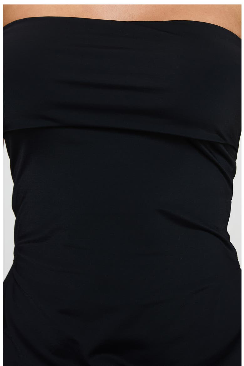 Strutter Foldover Side Slit Strapless Top, Alternate, color, BLACK