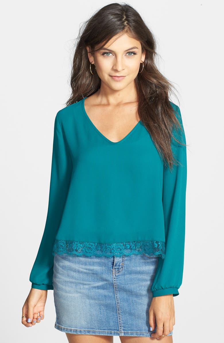 All in Favor Lace Hem Blouse, Main, color, 