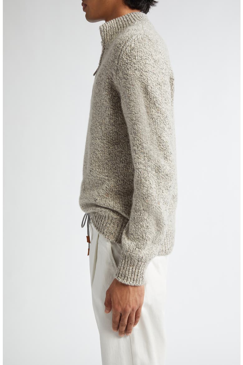 Donegal Cashmere Half Zip Pullover Sweater, Alternate, color, LIGHT GRAY MELANGE