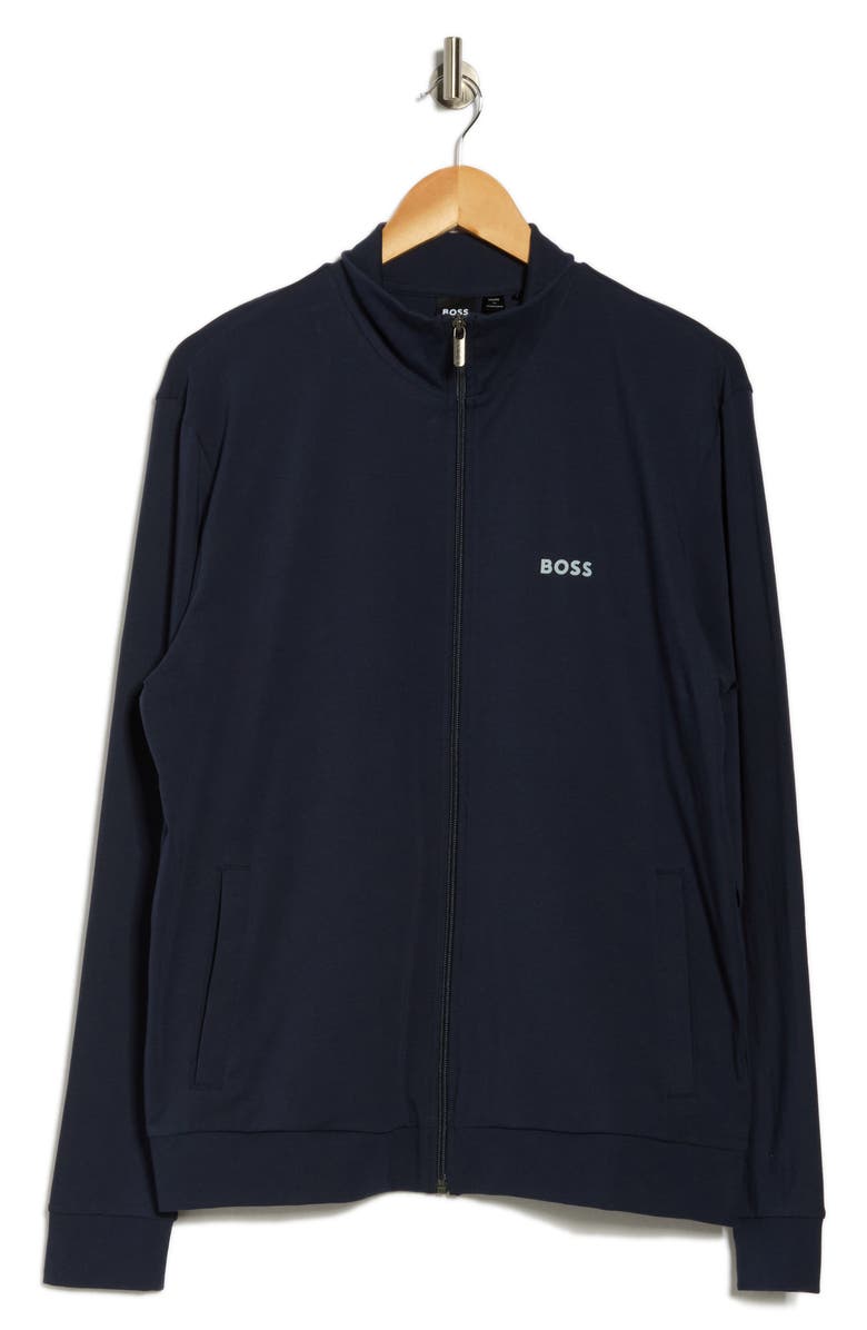 BOSS Peter Stretch Cotton Track Jacket, Alternate, color, Navy